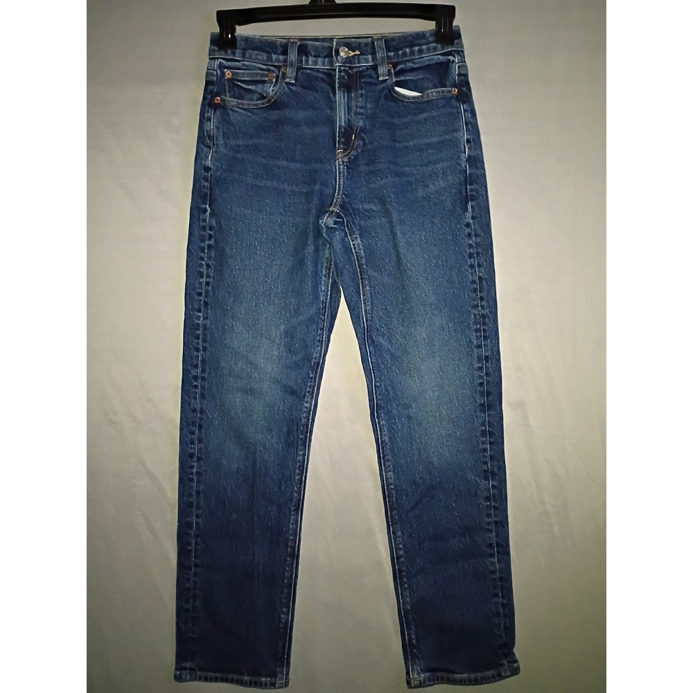 American Eagle Jeans Womens 2 Long Blue Super High Rise Ankle Straight Dark Wash